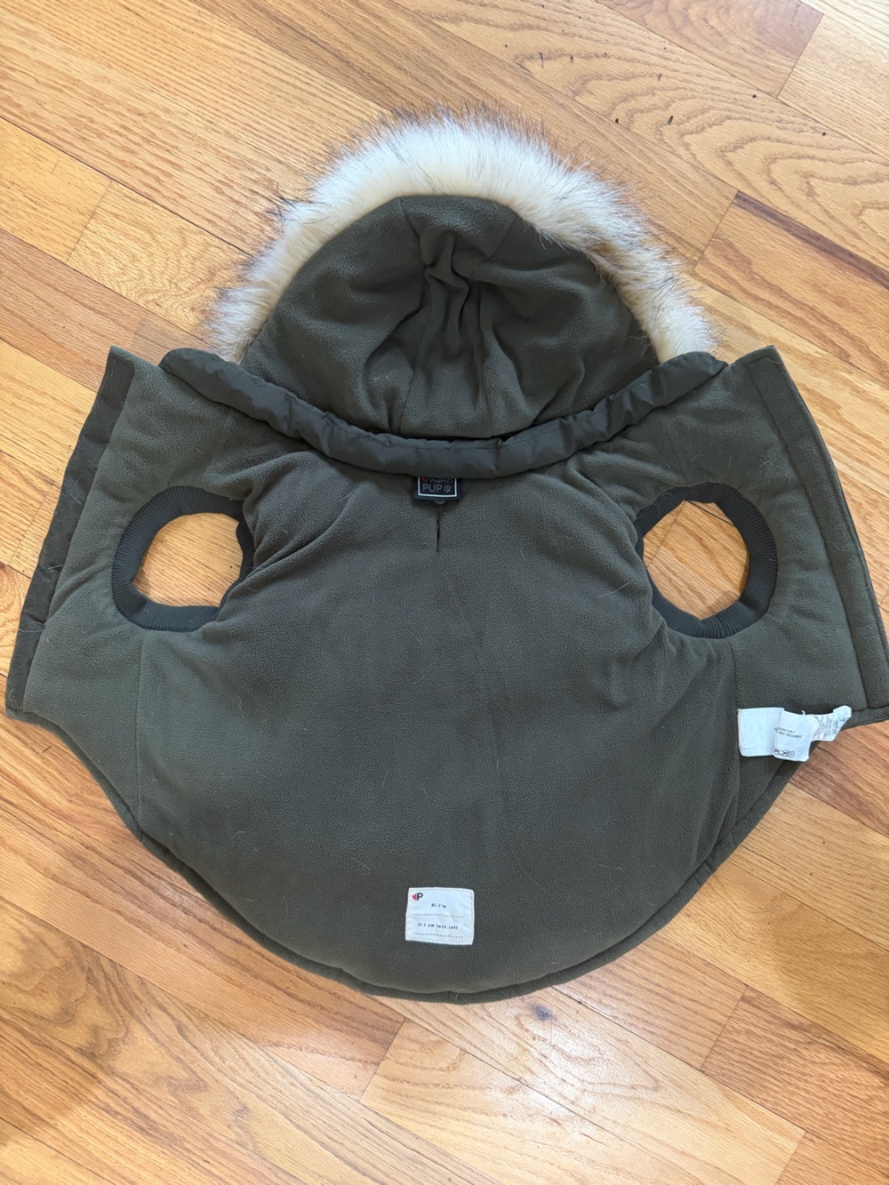 Pajar Olive Dog Parka with Faux Fur Trim Hood - Picture 3 of 5